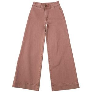 Faherty Harbor Crop Jeans Wide Leg Ankle Length Clay Pink Wash - Size 24